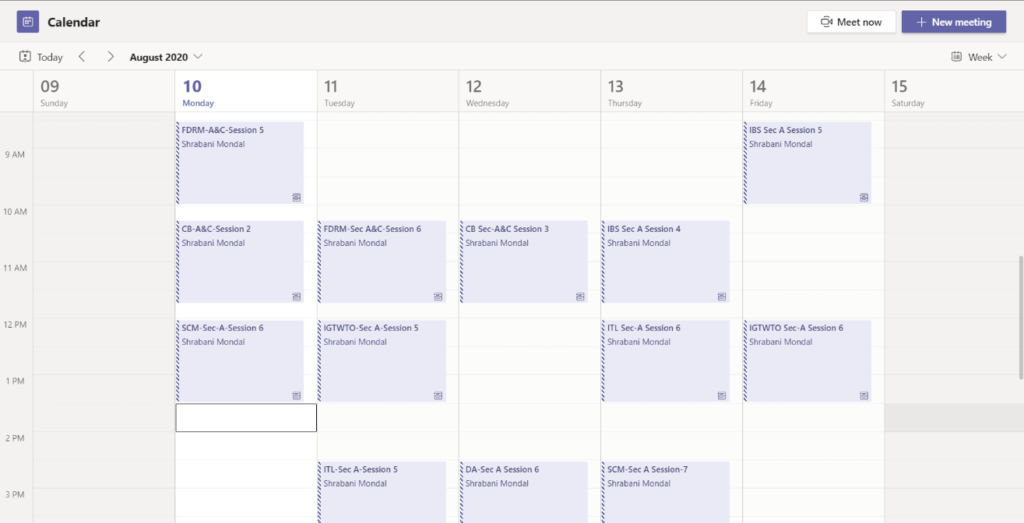 microsoft teams calendar